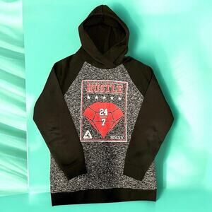 Carbon Vintage Hustle 24/7 Men's Black Graphic Hoodie Size L